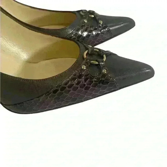 Jimmy Choo Watson Women’s Gray Leather Purple Snakeskin Pumps Size EUR 37/US 7 - Picture 7 of 12